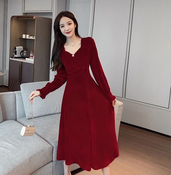 llzacoosh arrive autumn women full sleeve v neck velvet dresses elegant korea chic solid office a line long dress 210514, Black;gray
llzacoosh arrive autumn women full sleeve v neck velvet dresses elegant korea chic solid office a line long dress 210514, Black;gray