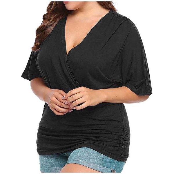 women's blouses & shirts women plus size v-neck solid color 2021 short sleeves de mujer blusas moda, White
women's blouses & shirts women plus size v-neck solid color 2021 short sleeves de mujer blusas moda, White