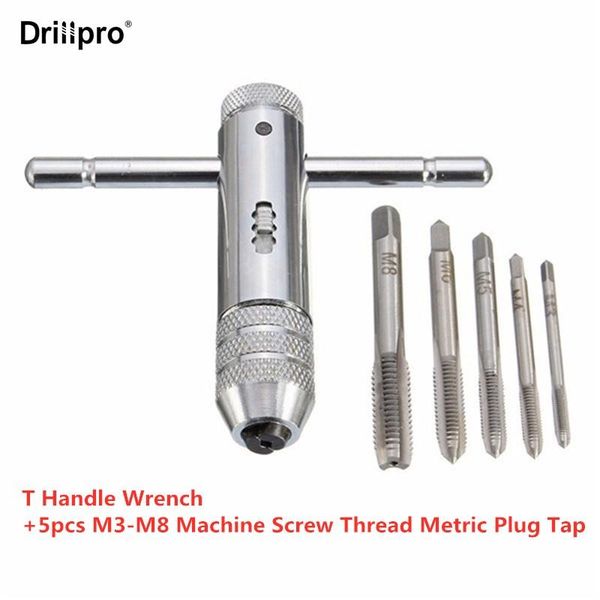 hand tools drillpro t handle ratchet tap wrench with 5pcs m3-m8 machine screw thread metric plug machinist tool
hand tools drillpro t handle ratchet tap wrench with 5pcs m3-m8 machine screw thread metric plug machinist tool