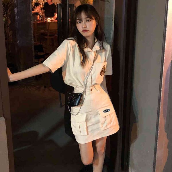 two pcs set summer preppy style short sleeve safari shirt+mini skirt 2pcs set women clothing set (c2619 210423, White
two pcs set summer preppy style short sleeve safari shirt+mini skirt 2pcs set women clothing set (c2619 210423, White