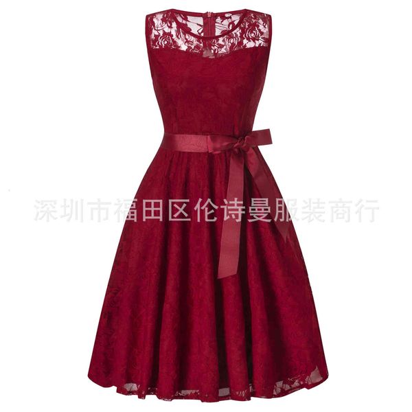 dresses 2021 round neck sleeveless lace stitching swing skirt belt slim dress, Black;gray
dresses 2021 round neck sleeveless lace stitching swing skirt belt slim dress, Black;gray