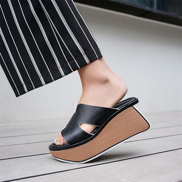 fashion solid genuine leather women sandals 2021 summer round toe wedges casual shoes woman platforms slippers, Black
fashion solid genuine leather women sandals 2021 summer round toe wedges casual shoes woman platforms slippers, Black