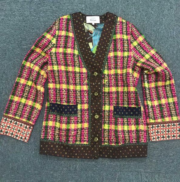 women's wool & blends spring chic autumn vintage loose v-neck plaid tweed coat high qualuty women jackets c313, Black
women's wool & blends spring chic autumn vintage loose v-neck plaid tweed coat high qualuty women jackets c313, Black