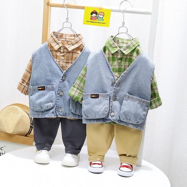 clothing sets 2021 spring and autumn clothes baby boy suit cute denim vest jacket shirt pants boys kids sportswear, White
clothing sets 2021 spring and autumn clothes baby boy suit cute denim vest jacket shirt pants boys kids sportswear, White