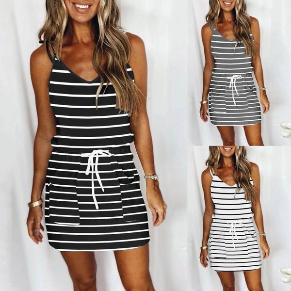casual dresses striped printed summer for women plus size v-neck sleeveless open back dress robe femme sundress, Black;gray
casual dresses striped printed summer for women plus size v-neck sleeveless open back dress robe femme sundress, Black;gray
