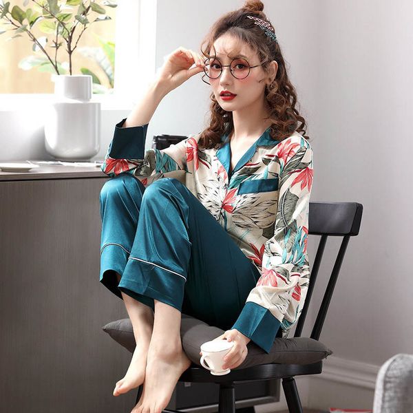 2021 autumn and winter new ladies pajamas set soft&comfort silk satin casual turn-down collar long sleeve+pants 2pcs homewear, Black;red
2021 autumn and winter new ladies pajamas set soft&comfort silk satin casual turn-down collar long sleeve+pants 2pcs homewear, Black;red