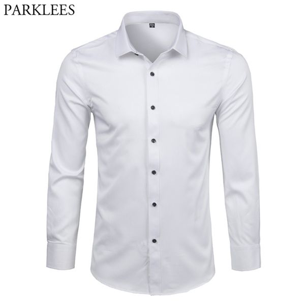 men's bamboo fiber dress shirts slim fit long sleeve shirt casual button down elastic formal for business man 210626, White;black
men's bamboo fiber dress shirts slim fit long sleeve shirt casual button down elastic formal for business man 210626, White;black