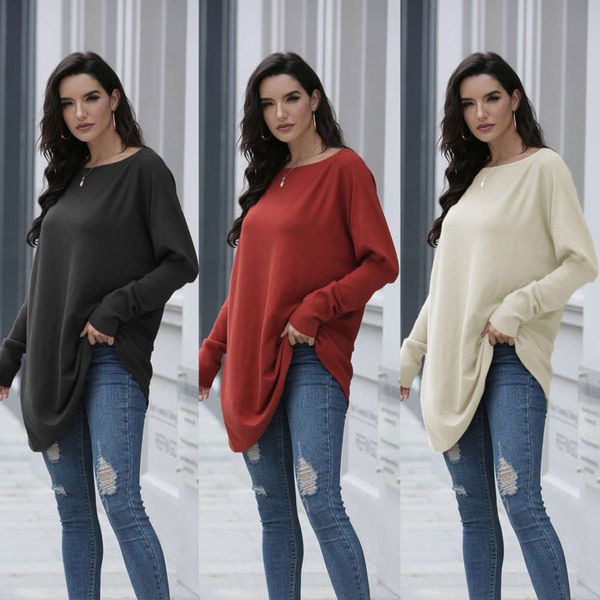 women's sweaters 2021 large sweater loose solid color pullover round neck long sve winter, White;black
women's sweaters 2021 large sweater loose solid color pullover round neck long sve winter, White;black