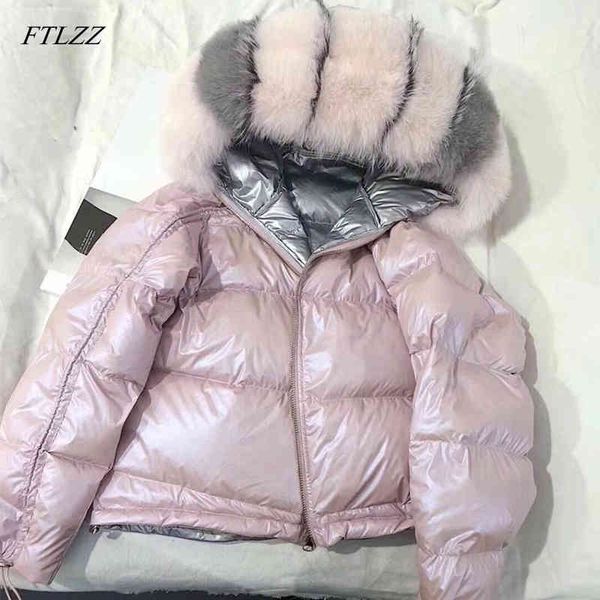 artificial fur down coat winter jacket women loose natural fox collar white duck thick warm short parka 210423, Black 
artificial fur down coat winter jacket women loose natural fox collar white duck thick warm short parka 210423, Black