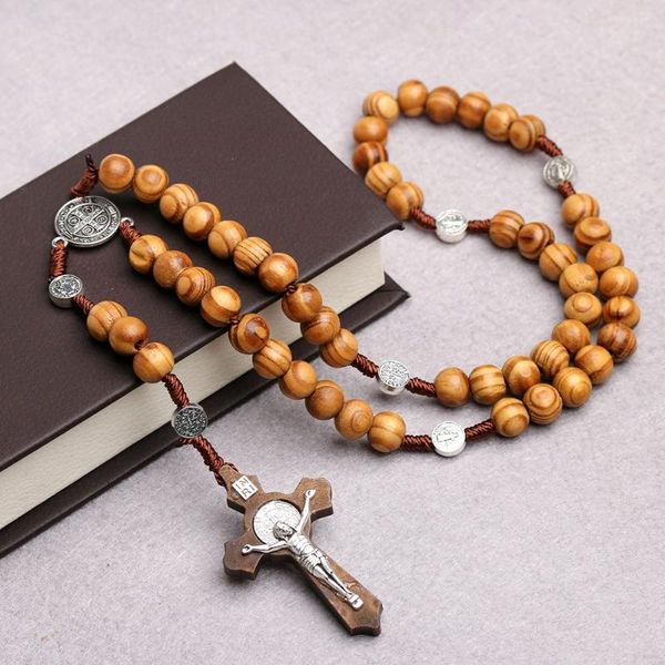 pendant necklaces religious prayer chain catholic rosary necklace cross wood beads, Silver
pendant necklaces religious prayer chain catholic rosary necklace cross wood beads, Silver