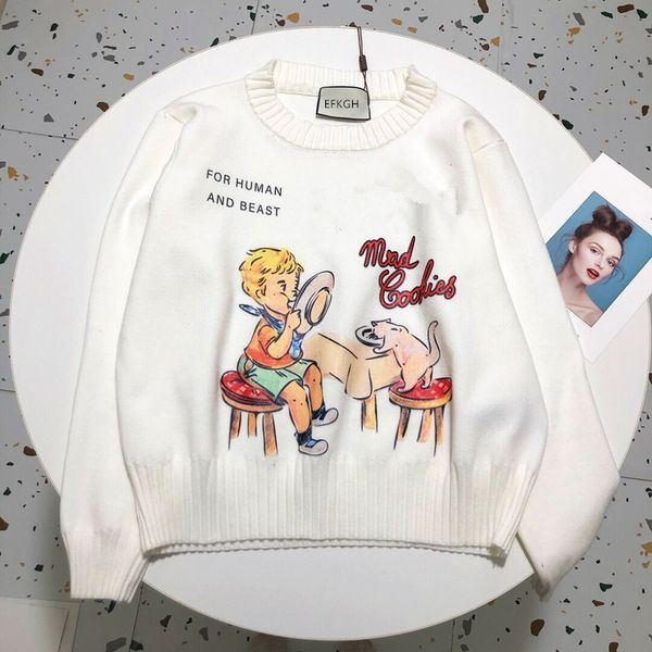 black cartoons sweater winter long mesh short knitting women's sweaters, White;black
black cartoons sweater winter long mesh short knitting women's sweaters, White;black