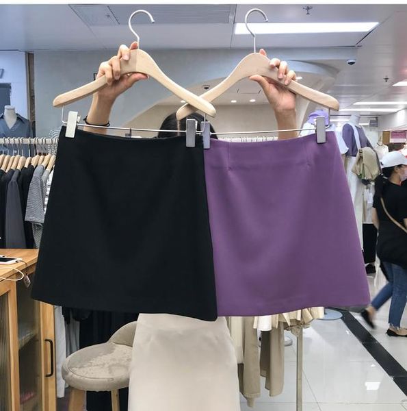 high waist autumn and winter short satin skirts purple/black slimming a-line zipper mini office lady skirt real image
high waist autumn and winter short satin skirts purple/black slimming a-line zipper mini office lady skirt real image