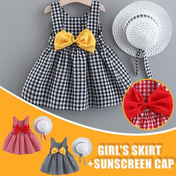 girl's dresses summer baby girl dress cute 2021toddler bowknot plaid solid color suspender with hat girls vestidos, Red;yellow
girl's dresses summer baby girl dress cute 2021toddler bowknot plaid solid color suspender with hat girls vestidos, Red;yellow
