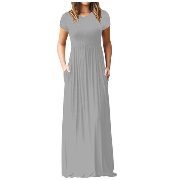 casual dresses 2021 leisure round collar solid dress high waist women maxi short sleeve beach party with pockets vestidos, Black;gray
casual dresses 2021 leisure round collar solid dress high waist women maxi short sleeve beach party with pockets vestidos, Black;gray