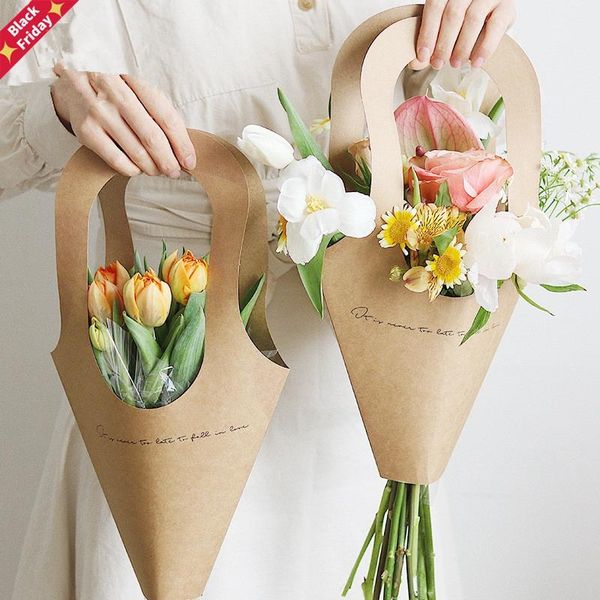 10pcs creative handle kraft paper flower bags flowers wrapping gift packaging home decoration 9x31cm wrap 
10pcs creative handle kraft paper flower bags flowers wrapping gift packaging home decoration 9x31cm wrap