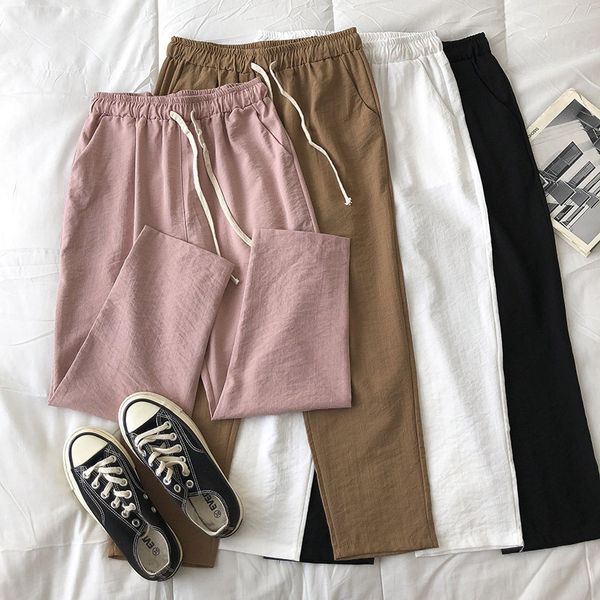 casual pants for womens summer women's korean retro loose tie elastic high waist straight cropped trousers 210420, Black;white
casual pants for womens summer women's korean retro loose tie elastic high waist straight cropped trousers 210420, Black;white