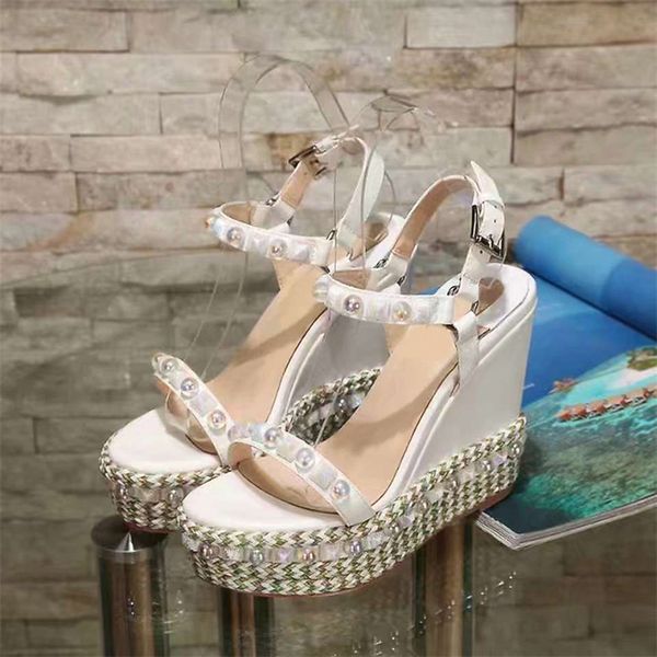 wholesale summer fashion thick heels sandals for women designers rivet wedge heel waterproof platform women's pearl shoes size eu35-41/, Black
wholesale summer fashion thick heels sandals for women designers rivet wedge heel waterproof platform women's pearl shoes size eu35-41/, Black
