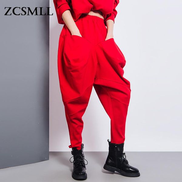 women's pants & capris zcsmll big pockets spliced irregular high waist harem trousers loose fit women fashion tide spring autumn 2021 j, Black;white
women's pants & capris zcsmll big pockets spliced irregular high waist harem trousers loose fit women fashion tide spring autumn 2021 j, Black;white