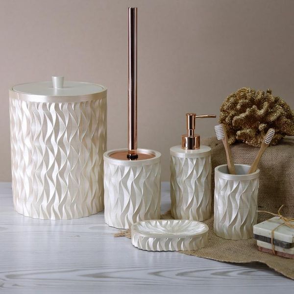 bath accessory set bathroom sets 5 pieces pearl color with dustbin, toilet brush, liquid soap dispenser, toothbrush holder, dispense
bath accessory set bathroom sets 5 pieces pearl color with dustbin, toilet brush, liquid soap dispenser, toothbrush holder, dispense