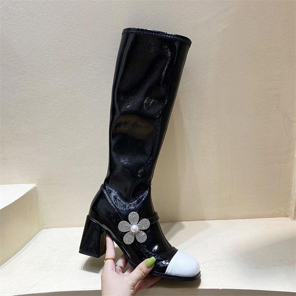 boots women's mixed color for girl flower pearl heel winter summer cool elegant shoes fashion lady patent leather, Black
boots women's mixed color for girl flower pearl heel winter summer cool elegant shoes fashion lady patent leather, Black