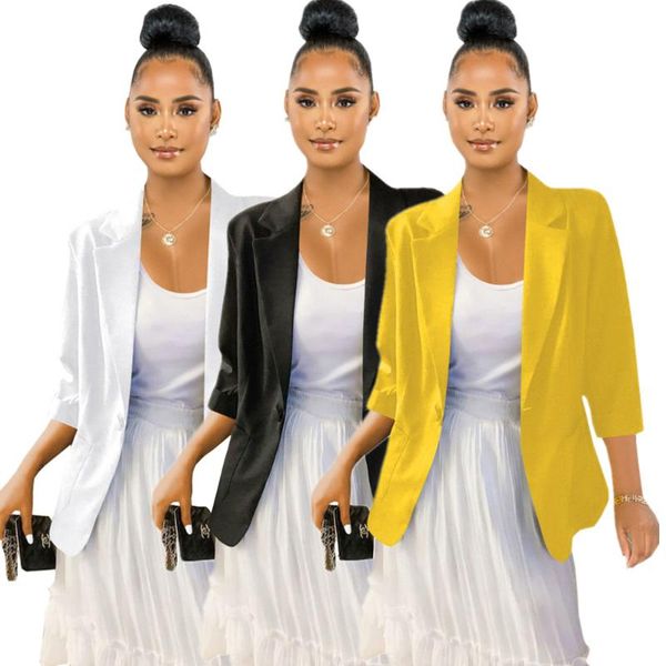 women's suits & blazers three quarter sleeve autumn long slim blazer yellow white office ladies elegant jacket outwear streetwear casua, White;black
women's suits & blazers three quarter sleeve autumn long slim blazer yellow white office ladies elegant jacket outwear streetwear casua, White;black
