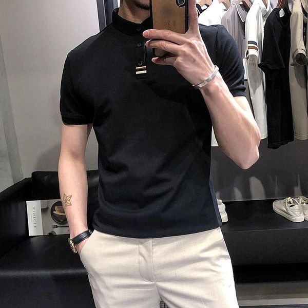 men's polos shirt 2021 summer cotton lapel color striped short-sleeved tshirt korean version of slim casual, White;black
men's polos shirt 2021 summer cotton lapel color striped short-sleeved tshirt korean version of slim casual, White;black