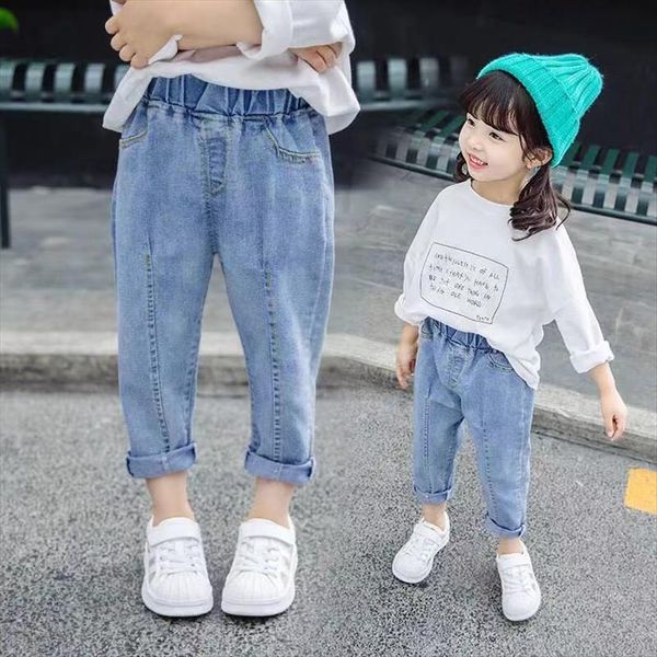 80 140cm jeans spring and autumn korean childrens small feet trousers loose girl baby carrot pants, Blue
80 140cm jeans spring and autumn korean childrens small feet trousers loose girl baby carrot pants, Blue