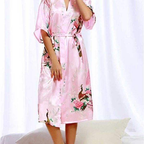 women's sleepwear 2021 silk like printed beauty long nightgown, Black;red