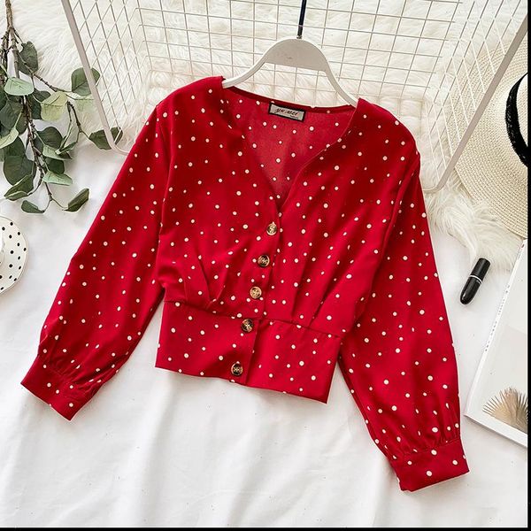 rugod sweet womens shirts dot print blouse women v neck single breasted long sleeve spring blouses casual slim short, White
rugod sweet womens shirts dot print blouse women v neck single breasted long sleeve spring blouses casual slim short, White