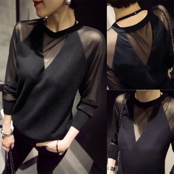 women's blouses & shirts women blouse knitted mesh patchwork spring pullovers slim black, White
women's blouses & shirts women blouse knitted mesh patchwork spring pullovers slim black, White