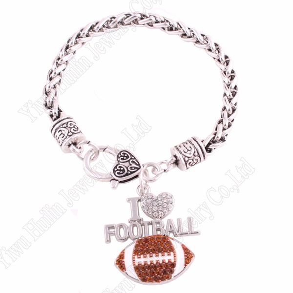 charm bracelets fans favorite sports jewelry drop 1.1"*1.2" inches i love football 2d pendant wheat link chain lobster claw, Golden;silver
charm bracelets fans favorite sports jewelry drop 1.1"*1.2" inches i love football 2d pendant wheat link chain lobster claw, Golden;silver