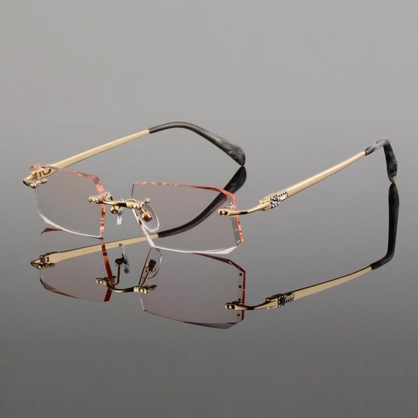 fashion sunglasses frames finished with men diamond trimming glasses rimless prescription pure titanium, Black
fashion sunglasses frames finished with men diamond trimming glasses rimless prescription pure titanium, Black