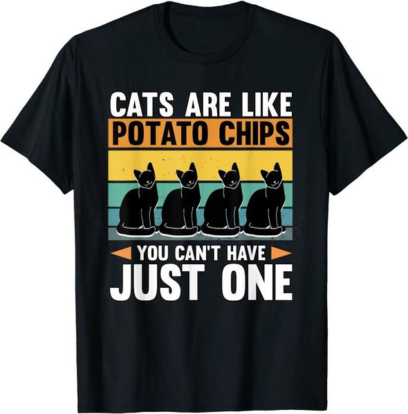 men's t-shirts cats are like potato chips you can't have just one pet lover t-shirt, White;black
men's t-shirts cats are like potato chips you can't have just one pet lover t-shirt, White;black