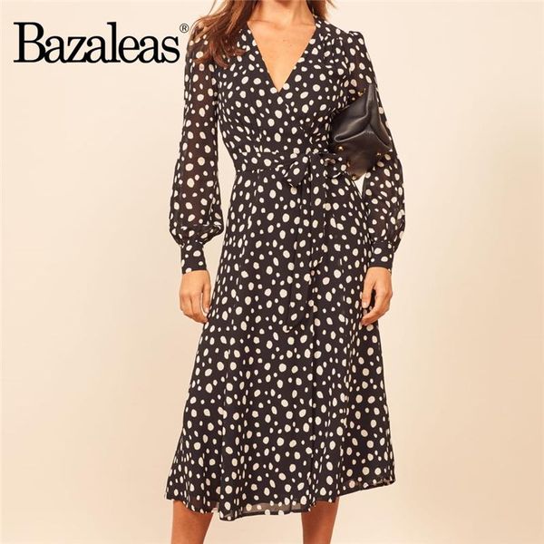 casual dresses bazaleas 2021 france v neck wrap vestidos holiday split midi dress vintage dot print sashes women, Black;gray
casual dresses bazaleas 2021 france v neck wrap vestidos holiday split midi dress vintage dot print sashes women, Black;gray