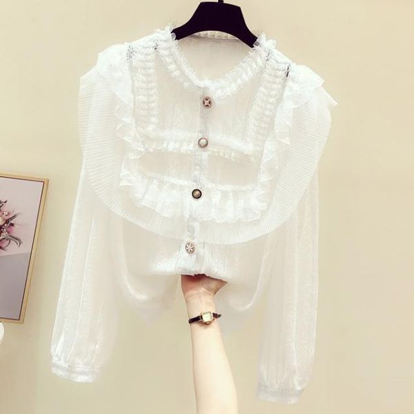 women's blouses & shirts ruffled stitching pleating sweet lace shirt 2021 spring design long sleeve blouse lady's blusa white bla
women's blouses & shirts ruffled stitching pleating sweet lace shirt 2021 spring design long sleeve blouse lady's blusa white bla