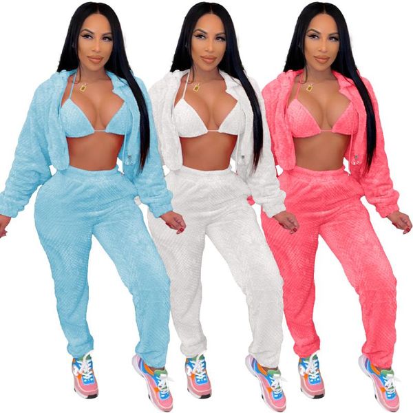women's two piece pants casaul women tracksuit coat + bra long solid color winter clothes for outfit sportsuit, White
women's two piece pants casaul women tracksuit coat + bra long solid color winter clothes for outfit sportsuit, White