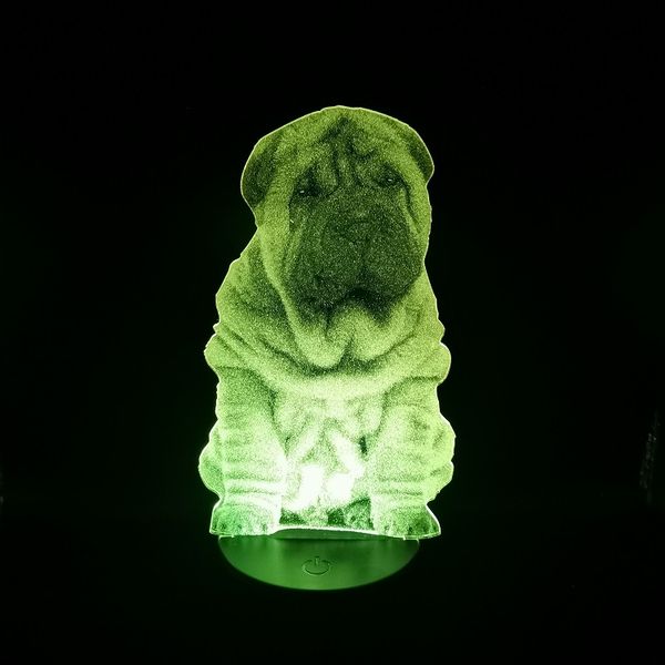 cool 3d optical baby night light shar pei led touch sensor nightlight for home decor bedside table lamp