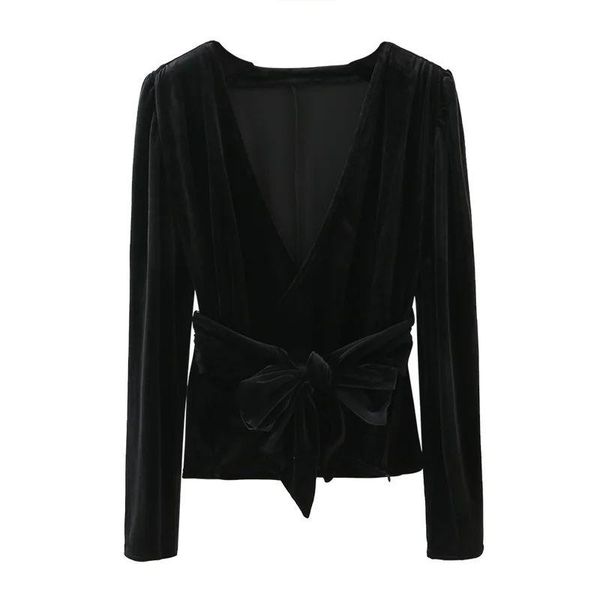 autumn women blouse velvet v-neck long sleeves bow casual fashion ropa mujer femme women's blouses & shirts, White
autumn women blouse velvet v-neck long sleeves bow casual fashion ropa mujer femme women's blouses & shirts, White