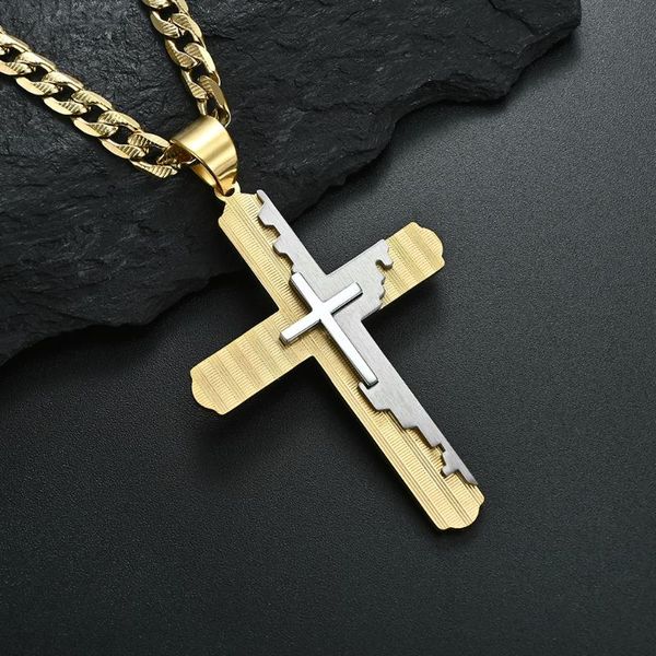 pendant necklaces european and american hiphop street style gold-plated cuban chain exaggerated three-layer stacked cross couple necklace, Silver
pendant necklaces european and american hiphop street style gold-plated cuban chain exaggerated three-layer stacked cross couple necklace, Silver