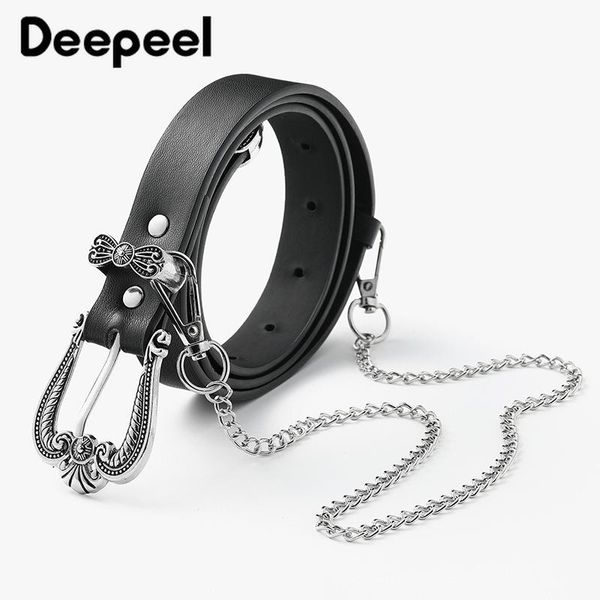 belts deepeel women fashion punk with decorative metal chain and pin buckle 2.3*107cm ladies pu leather luxury jeans waistband, Black;brown
belts deepeel women fashion punk with decorative metal chain and pin buckle 2.3*107cm ladies pu leather luxury jeans waistband, Black;brown
