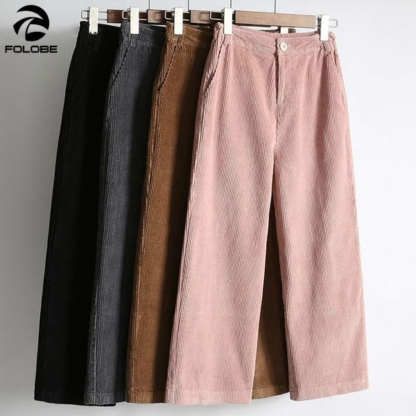 women's pants & capris folobe 2021 women autumn winter high waist wide leg casual loose corduroy cropped trousers, Black;white
women's pants & capris folobe 2021 women autumn winter high waist wide leg casual loose corduroy cropped trousers, Black;white