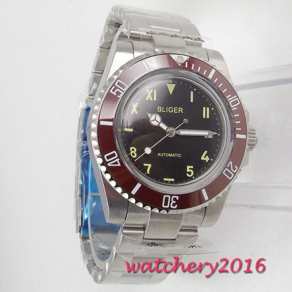 wristwatches 2021 luxury fashion men's 40mm watch brown ceramic bezel automatic black dial stainless steel band wrist business, Slivery;brown
wristwatches 2021 luxury fashion men's 40mm watch brown ceramic bezel automatic black dial stainless steel band wrist business, Slivery;brown
