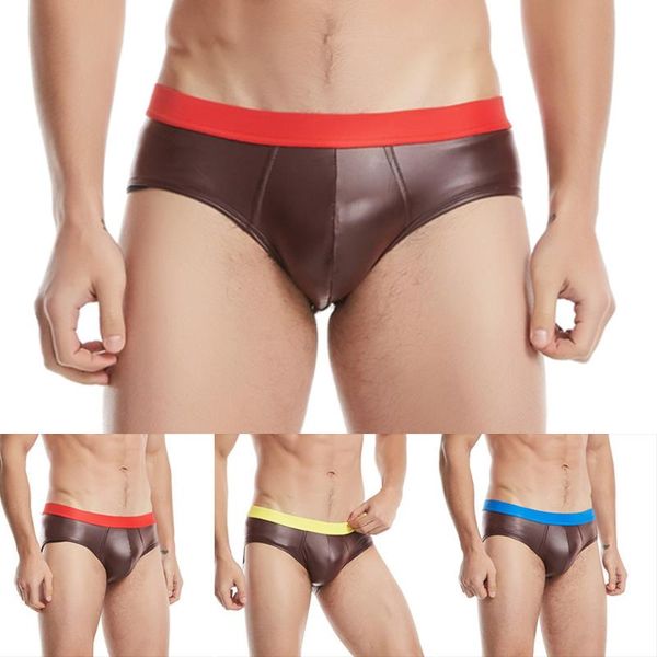 underpants men briefs underwear faux leather thong male panties elastic low waist convex pouch jockstrap gay underpant, Black;white
underpants men briefs underwear faux leather thong male panties elastic low waist convex pouch jockstrap gay underpant, Black;white