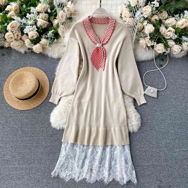 women korean knitted dress polka dot v neck puff sleeve a line ruffle dress autumn casual lace patchwork dress 210419, Black;gray
women korean knitted dress polka dot v neck puff sleeve a line ruffle dress autumn casual lace patchwork dress 210419, Black;gray