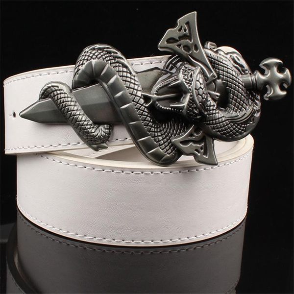 fashion cool men's belt knife buckle punk metal leather snake pattern wild sword rock style belts, Black;brown
fashion cool men's belt knife buckle punk metal leather snake pattern wild sword rock style belts, Black;brown