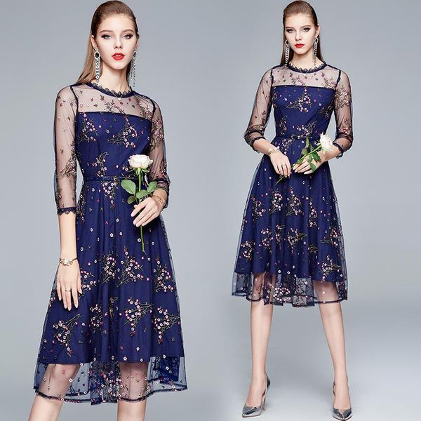 casual dresses simgent mesh embroidery dress women three quarter sleeve patchwork floral midi elegant party robe femme jurken sg08105, Black;gray
casual dresses simgent mesh embroidery dress women three quarter sleeve patchwork floral midi elegant party robe femme jurken sg08105, Black;gray