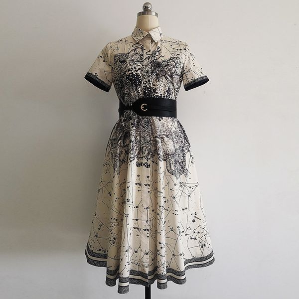 casual dresses 2021 spring runways female wearing vintage belt fashion elegant lapel print b867, Black;gray
casual dresses 2021 spring runways female wearing vintage belt fashion elegant lapel print b867, Black;gray