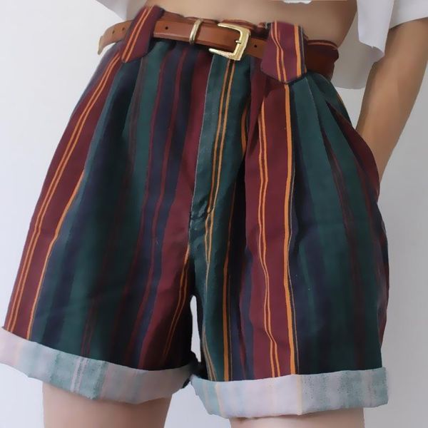 women's shorts high waist stripe casual sports loose wide leg pants thin female summer, White;black
women's shorts high waist stripe casual sports loose wide leg pants thin female summer, White;black