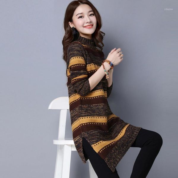 autumn and winter thickened hedging loose striped half-high collar mid-length floral line women's bottoming sweater sweaters, White;black
autumn and winter thickened hedging loose striped half-high collar mid-length floral line women's bottoming sweater sweaters, White;black