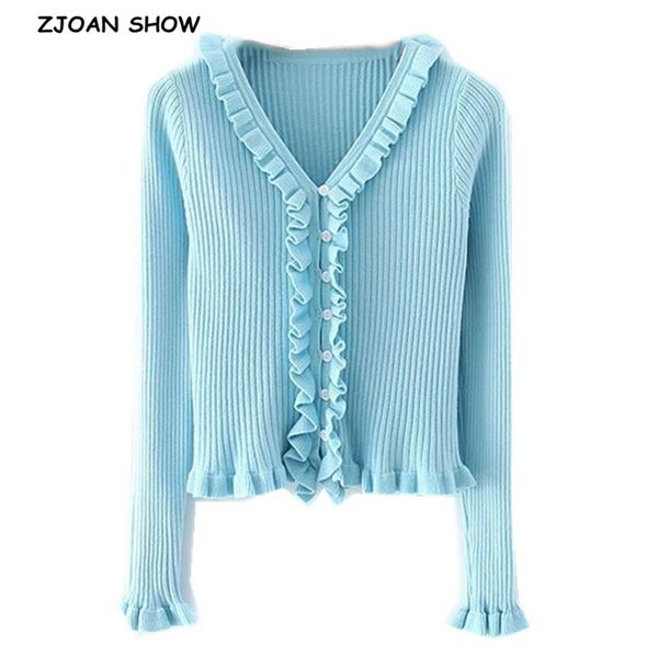 women's knits & tees vintage french wood ears ruffles v neck knitted cardigan cropped woman sweater trim flare sleeve short jumper, White
women's knits & tees vintage french wood ears ruffles v neck knitted cardigan cropped woman sweater trim flare sleeve short jumper, White